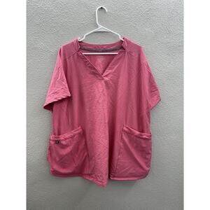 Cuddle Duds Climate Right Womens Scub Top Size 3X Pink Short Sleeve Work Shirt